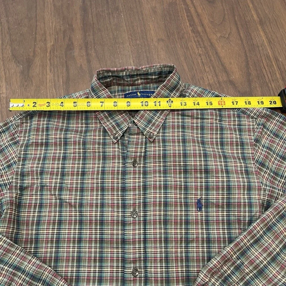 Polo Ralph Lauren Mens XL Classic Fit Green Plaid Flannel Button Down Shirt